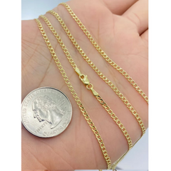 14K Solid Yellow Gold 3mm Cuban Chain Necklace