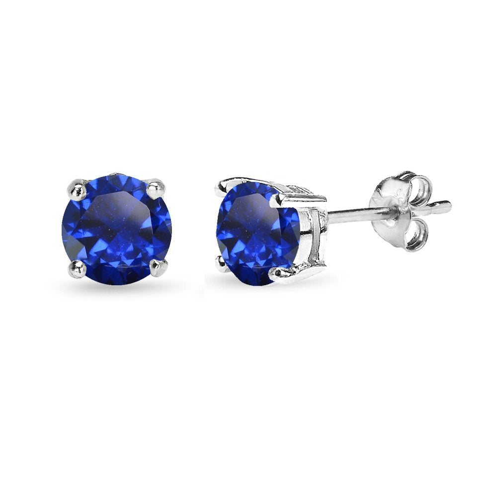 Giovani GOLD NYC 6mm Round-Cut Lab-Created Blue Sapphire Stud Earrings in Sterling Silver