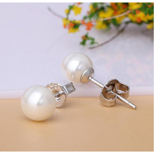 Giovani GOLD NYC Cute Freshwater Pearl 925 Silver Plated Stud Earrings