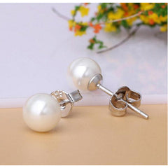 Giovani GOLD NYC Cute Freshwater Pearl 925 Silver Plated Stud Earrings