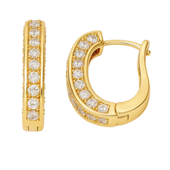 Giovani GOLD NYC Double Sided Gold Tone Huggie Hoop Earrings – Micro Pavé Crystals, Elegant Polished Finish