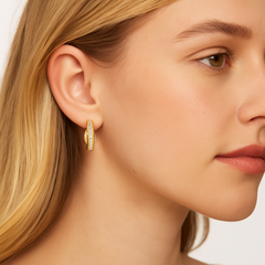 Giovani GOLD NYC Double Sided Gold Tone Huggie Hoop Earrings – Micro Pavé Crystals, Elegant Polished Finish