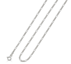 .925 Solid Sterling Silver Italian Figaro Link 2.2MM Chain Necklace, 16''-30’' Men Women Unisex Teens Silver Figaro Link Chain Necklace