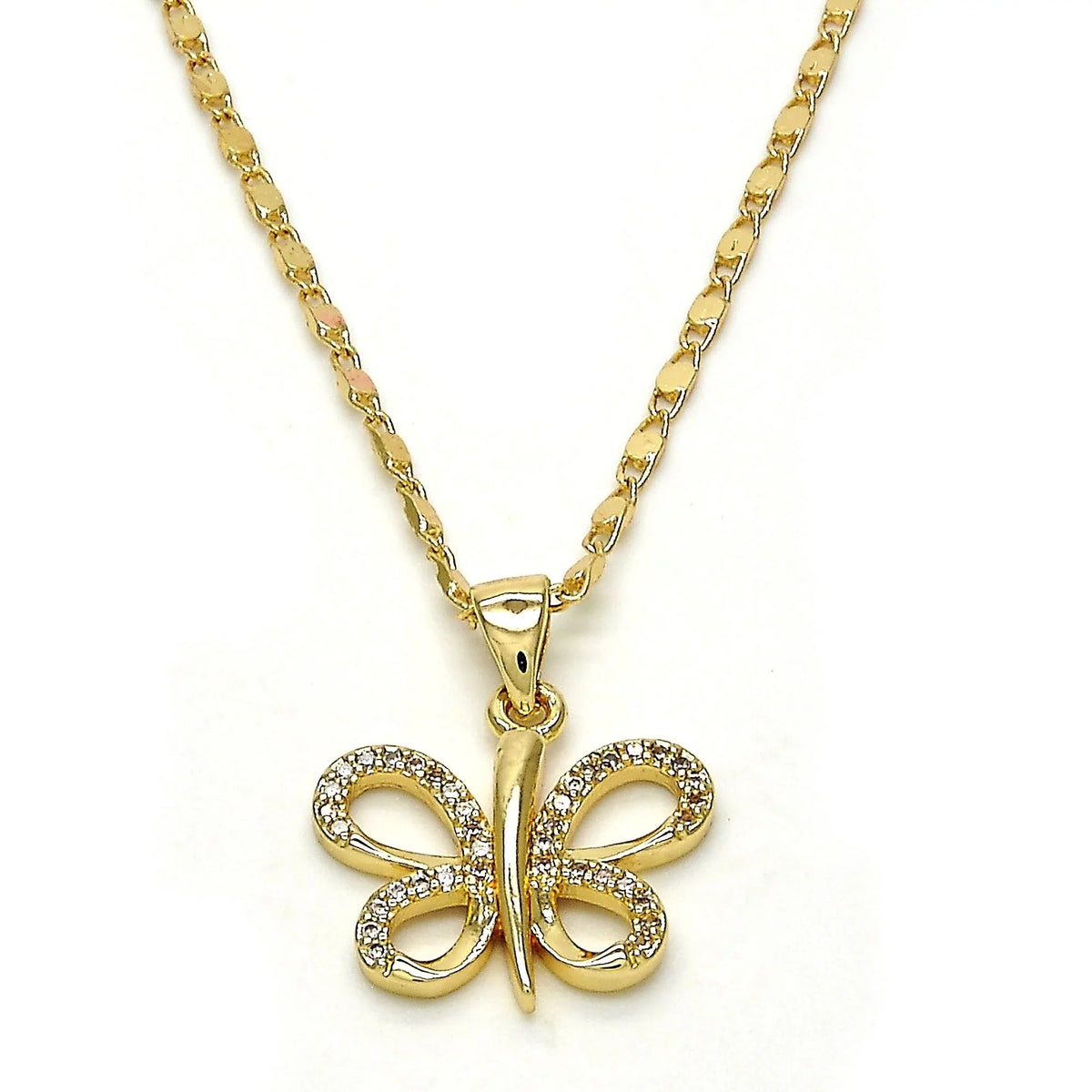 Giovani GOLD NYC Gold-Filled Butterfly Necklace with White Micro Pavé – Polished Finish, Golden Tone