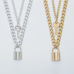 18k Gold Key lock necklace