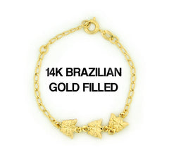 14k Brazilian Gold Filled Figaro Butterfly Bracelet 5''