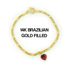 14k Brazilian Gold Filled Figaro Strawberry Charm Bracelet 5''