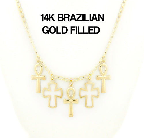 14k Brazilian Gold Filled Ankh cross Chain 18''