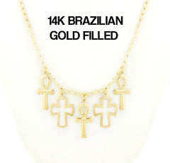 14k Brazilian Gold Filled Ankh cross Chain 18''