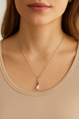Silver Lipstick Charm Necklace