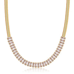 Giovani GOLD NYC 18K Gold Diamond CZ Herringbone Necklace