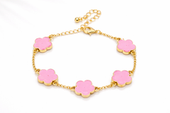 18K Gold Plated Clover Charm Bracelet – 6.5" with 2" Extension, 7 Color Options