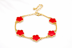 18K Gold Plated Clover Charm Bracelet – 6.5" with 2" Extension, 7 Color Options