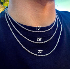 Giovani GOLD NYC Italian 2mm Solid 925 Sterling Silver Diamond-Cut Rope Chain Necklace