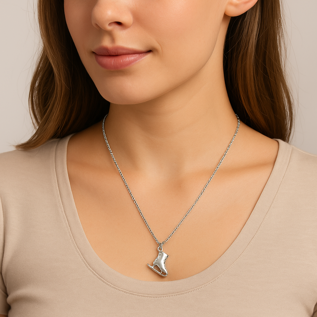 Silver Ice Skate Charm Necklace