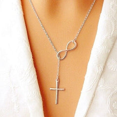 Giovani GOLD NYC Infinity Drop Cross Lariat Necklace