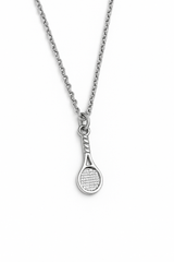 Silver Tennis Racket Charm Necklace