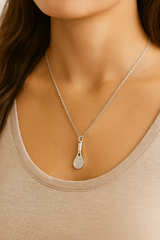 Silver Tennis Racket Charm Necklace