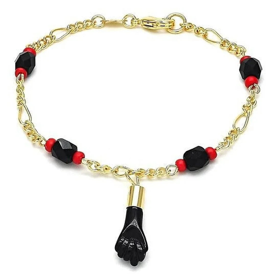 Giovani GOLD NYC Unisex 18K Gold Filled Azabache Black Hand Figa Kabbalah Baby Kid Women Men 6  Inches