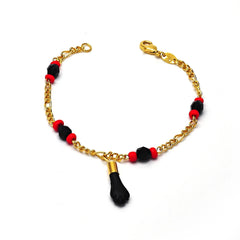 Giovani GOLD NYC Unisex 18K Gold Filled Evil Eye & Azabache Figa Protection Bracelet – Good Luck Charm for, Kid, Women & Men 7''