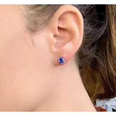 Giovani GOLD NYC Round Yellow and White Gold Tanzanite Stud Earrings (2-Pair)