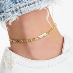 Giovani Gold NYC 18K Gold Plated Tag Anklet