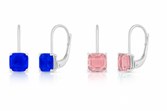 Giovani GOLD NYC Leverback Asscher Cut Gemstone Earrings