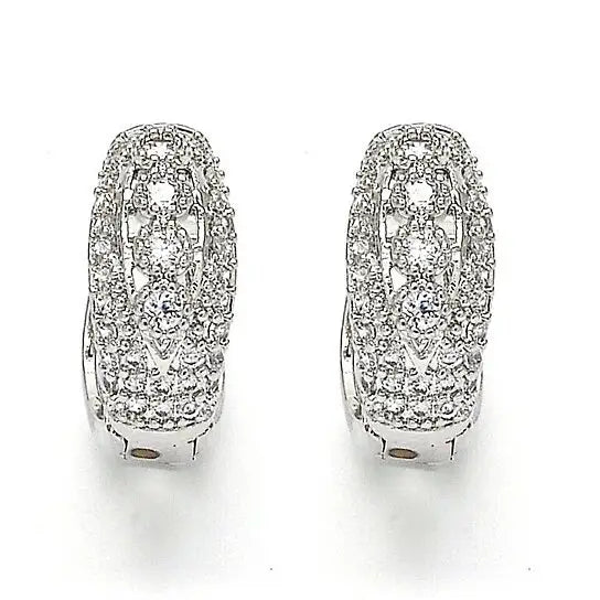 Giovani GOLD NYC 14k White gold filled Huggie Hoop, with Cubic Zirconia, Rhodium