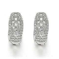Giovani GOLD NYC 14k White gold filled Huggie Hoop, with Cubic Zirconia, Rhodium