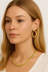 Giovani GOLD NYC 18K Gold Tri-Color Bamboo Hoop Earrings – 40mm