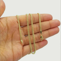 Dainty 10K Yellow Gold Italian Miami Cuban Link Chain Necklace 3MM Pure 10 Karat Gold Necklaces, 16''-24’' Men Women Unisex 10k Miami Cuban Link Chain, Women Girls Men Boys Necklace 10K Gold 16" 18" 20" 22" 24"