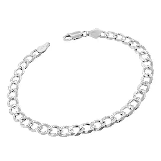 Giovani GOLD NYC 14K White Gold Plated 4mm Cuban Link Flat Chain Anklet for Women