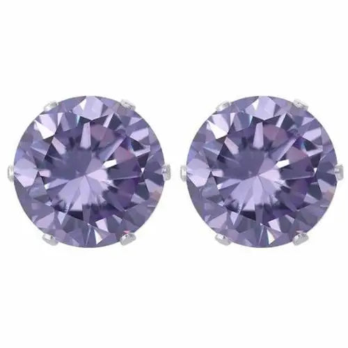 Giovani GOLD NYC 2.00 CTTW Genuine Amethyst Stud Earrings – .925 Sterling Silver Plated