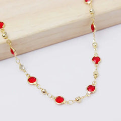 Giovani GOLD NYC 18K GOLD PLATED HIGH POLISH FINISH RED CRYSTAL ANKLET