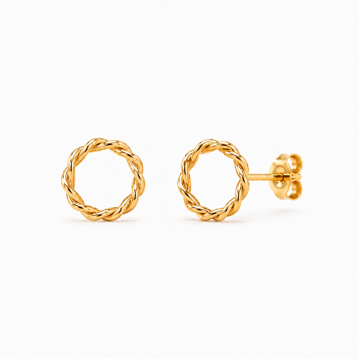 Gold-Tone Twisted Rope Circle Stud Earrings