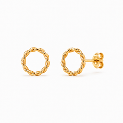Gold-Tone Twisted Rope Circle Stud Earrings