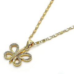 18K Gold Filled Butterfly Necklace – White Micro Pavé, Polished Finish, Fancy Golden Tone