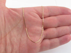 14k Dainty Thin Yellow Gold Box Chain Necklace .8MM Pure 14 Karat Gold Necklace, 16''-30’' Men Women Unisex Teens 14k Box Chain Necklace