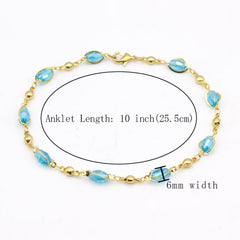 Giovani GOLD NYC 18K GOLD AQUAMARINE OVAL CRYSTAL ANKLE BRACELET