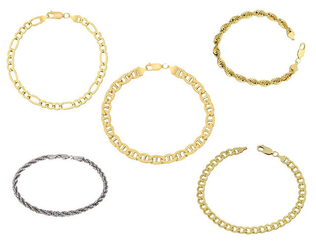 Giovani GOLD NYC 18K Gold Plated Cuban, Mariner, Figaro, or Rope Bracelet