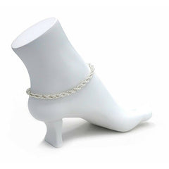 Giovani 14K YELLOW GOLD FILLED HIGH POLISH FINSH ROPE LINK ANKLET 5MM 10'' WHITE/YELLOW + JEWELRY POUCH FOR WOMEN TEENS