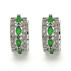 Giovani GOLD NYC STERLING SILVER FILLED HIGH POLISH FINSH EMERALD OVAL EARRINGS