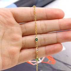 Giovani GOLD NYC 18K GOLD FILLED HIGH POLISH FINSH DAINTY MULTI COLOR CRYSTAL ANKLE BRACELET