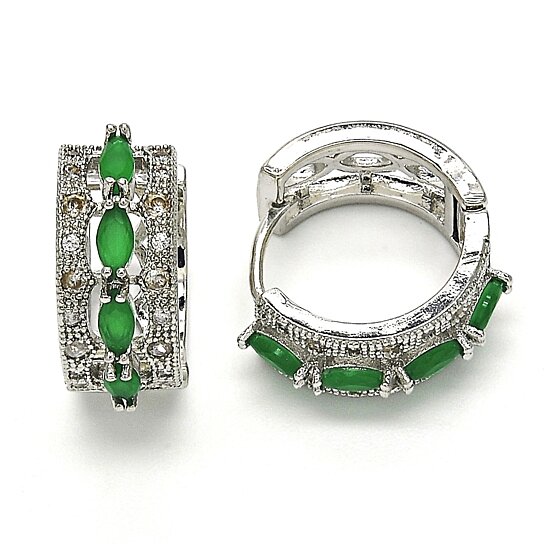 Giovani GOLD NYC STERLING SILVER FILLED HIGH POLISH FINSH EMERALD OVAL EARRINGS