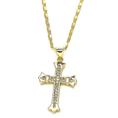 Giovani GOLD NYC Gold Plated Micro Pave Cross Charm Necklace – 20-Inch Chain, Polished Golden Tone