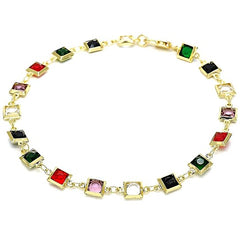 Giovani GOLD NYC 18K GOLD FILLED HIGH POLISH FINSH DARK BLOCK CRYSTAL ANKLET