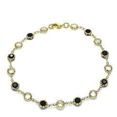Giovani GOLD NYC 18K GOLD FILLED HIGH POLISH FINSH GOLD CRYSTAL BLACK AND WHITE ROUND ANKLET 10''