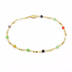Giovani Gold NYC 18K GOLD FILLED HIGH POLISH FINSH ANKLET HIGH POLISH FINISH MULTI COLOR BALL CRYSTAL ANKLE BRACELET