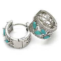 Giovani GOLD NYC 14K White Gold Teardrop Turquoise Leaf Design and Cubic Zirconia – Rhodium Tone