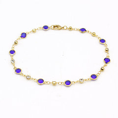 Giovani GOLD NYC 18K Gold Blue Crystal Ankle Bracelet
